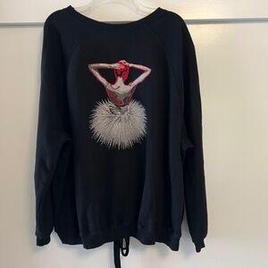 ZARA Embroidered Ballerina Black Oversized Corset Sweatshirt XS/S